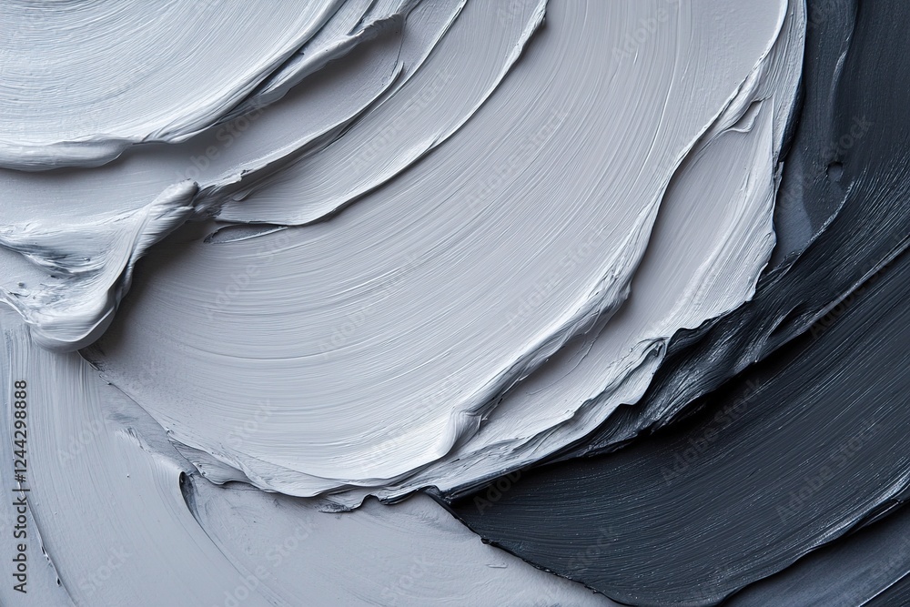 Aufkleber dynamic strokes of metallic silver, graphite, and deep matte black blend together on canvas, creatin
