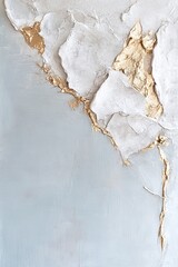 Soft muted acrylic washes in calming blues and warm taupe evoke a sense of peace, accompanied by organic gold textures that symbolize healing and premium wellness experiences