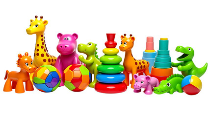 Obraz premium baby giraffe and toys