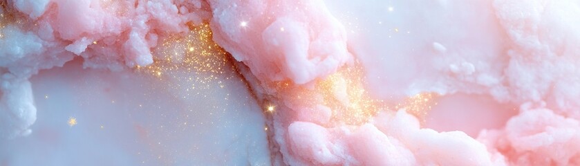 Fototapeta premium Soft hues of pastels swirl together in a celestial watercolor design, filled with delicate stars and open space perfect for a mindfulness brand or yoga studio logo