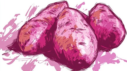 Obraz premium Vibrant Purple Sweet Potato Illustration: A Colorful Artistic Food Design