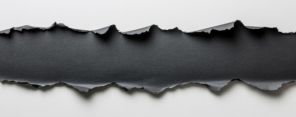 Fototapeta premium Gap ripped in black paper on white background. Copy space