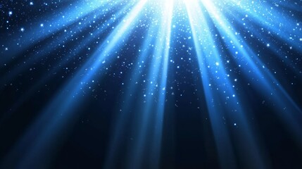 Celestial Blue Light Rays - Abstract background image featuring radiant blue light rays emanating from above, creating a sparkling, celestial effect.