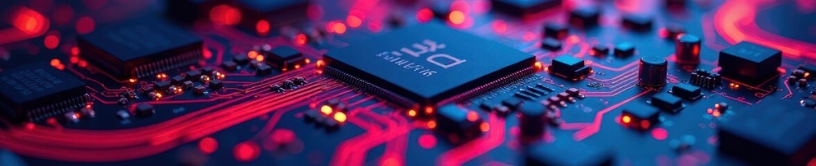 Close-up vibrant circuit board, seamless loop , network, data