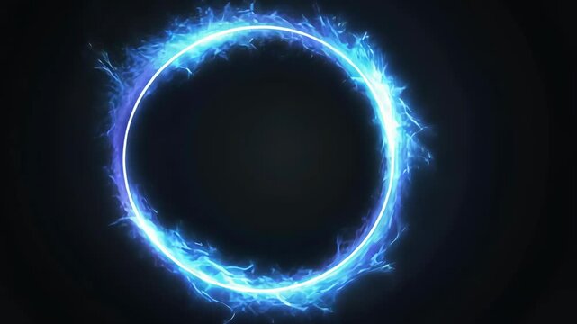 Dynamic electric energy ring pulse with blue lightning animation