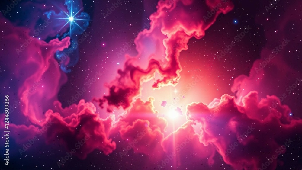 Wall mural captivating cosmic spectacle of vibrant nebula colors in deep space background