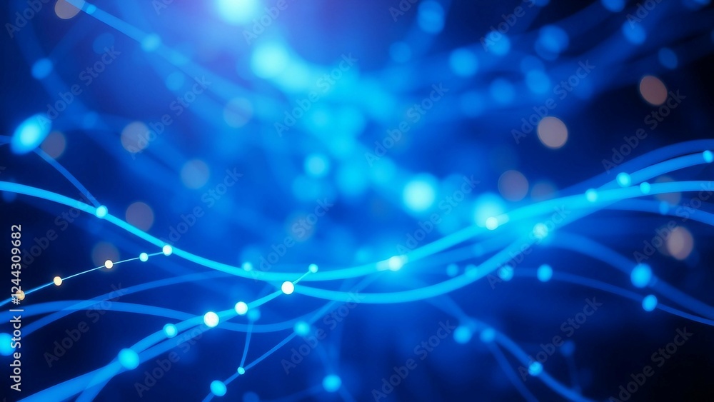 Wall mural abstract technology background with blue glowing lines and light effects suitable for digital concep