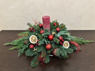 christmas wreath on the table