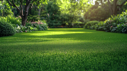 Realistic grass, lush green blades with soft texture. Isolated 3d vector ground cover provides a peaceful, natural setting in various environments such as meadows, gardens, and parks