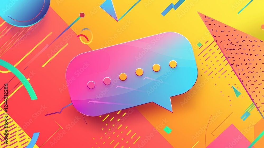 Poster vibrant gradient speech bubble on abstract geometric background for modern design