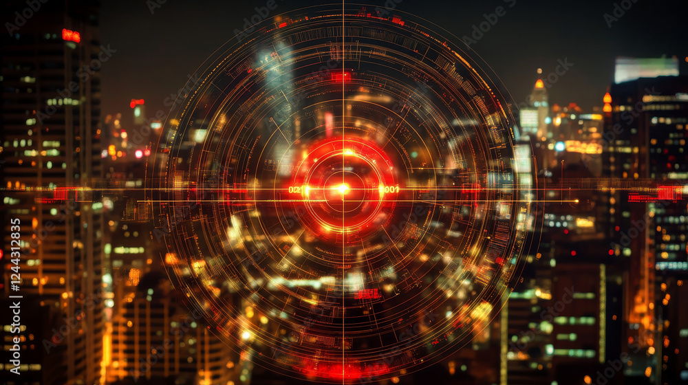 Poster hud aim control frame interface, futuristic target screen, vector dashboard background. hud target a