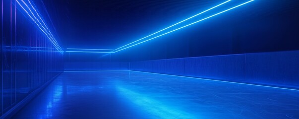 Ice hockey arena illuminated blue neon light