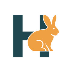 Obraz premium Initial Rabbit Logo Combine With Letter H Vector Template