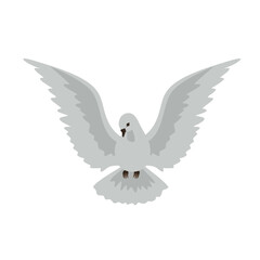 Flying dove bird hand drawn simple vector icon. Pigeon flight cartoon minimal design element. Peace sign, hope, rebirth holy spirit religion symbol. Church sacrament hope belief concept illustration