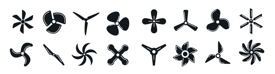 Vector screw fan prop tyrbine blade motor. Rotor shape boat air propeller symbol industry cooler airflow.