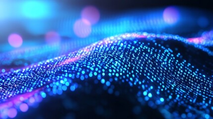 Digital Wave Abstract Background - Abstract blue digital wave background with glowing particles, perfect for technology, data, and futuristic concepts.