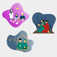 Illustrations of Ramadan activities