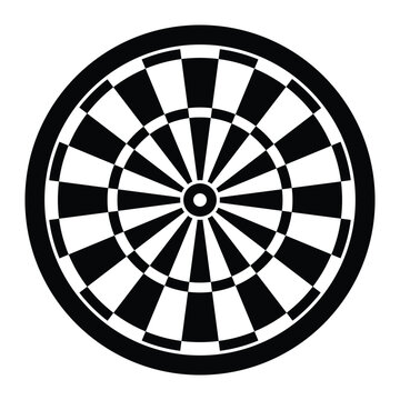 Dartboard vector icon. Black and white illustration for darts game. Target symbol isolated on white background.