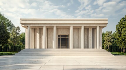 Fototapeta premium White Marble Temple House with Clean Lines and Minimalist Design