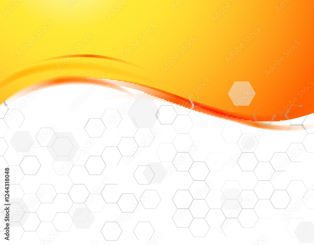 Poster abstract orange hexagonal background gradient modern geometric design. abstract technology geometric