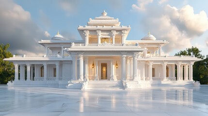 Obraz premium White Marble Temple House with Clean Lines and Minimalist Design