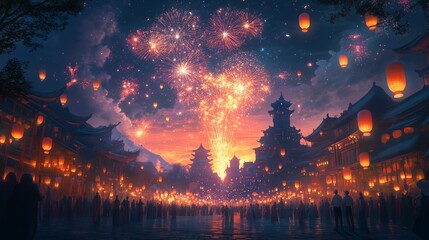 A dreamlike Chinese fireworks festival