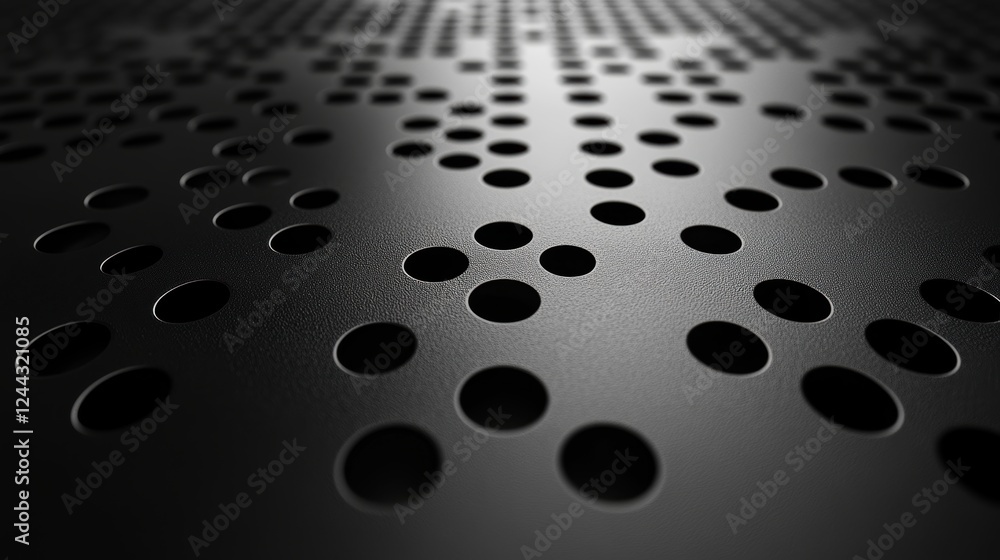 Poster close-up of a textured surface with circular holes, emphasizing design.