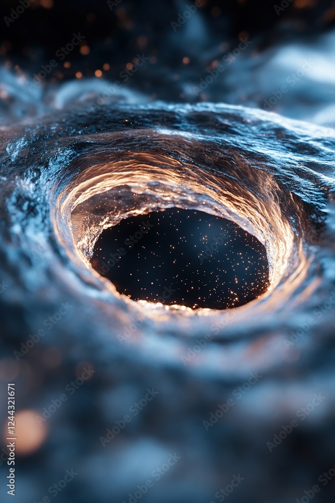 Aufkleber swirling metallic textures create a stunning blackhole-inspired design, featuring a luminous cosmic 