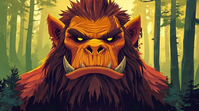 Cute Colorful Monster Ogre Skull Tattoo Illustration in 2D Animation