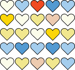 Colorful Heart Collection with Black Outlines