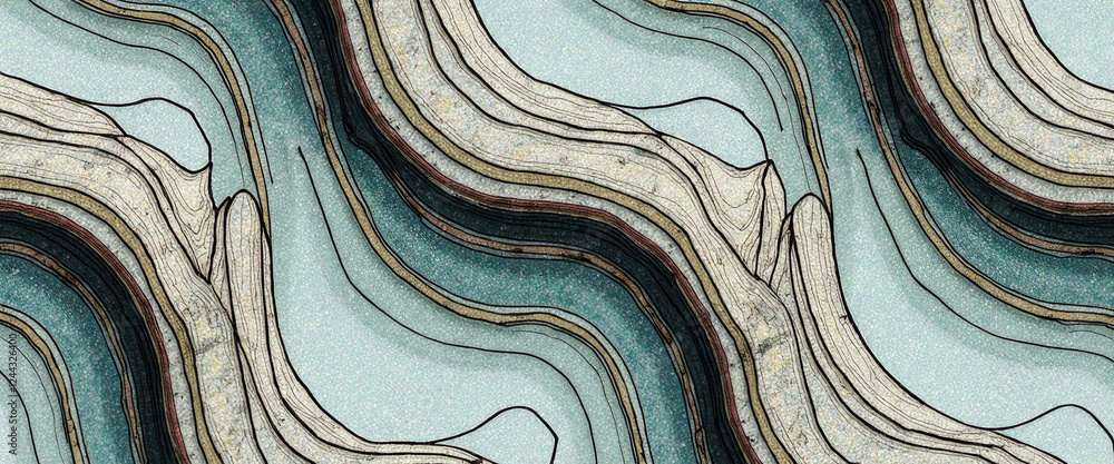 Poster a drawing of a wave with a black and white color scheme. the drawing has a very abstract and artisti