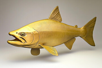 Golden fish sculpture in a minimalist setting