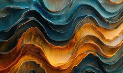 Colorful abstract wave pattern with layers of warm and cool gradients blending seamlessly to create depth and vibrancy