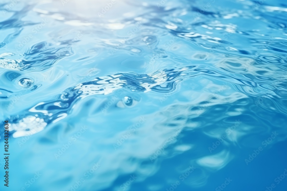 Poster clean water surface with gentle ripples reflecting sunlight, creating a calming and refreshing backd