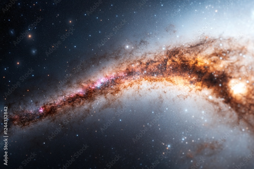Poster explore a breathtaking view of the milky way, where softly illuminated planets create a mesmerizing 