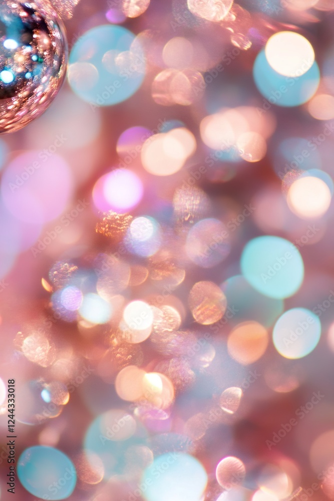 Poster multi-colored glowing bokeh captures the essence of distant galaxies and shimmering stardust, creati
