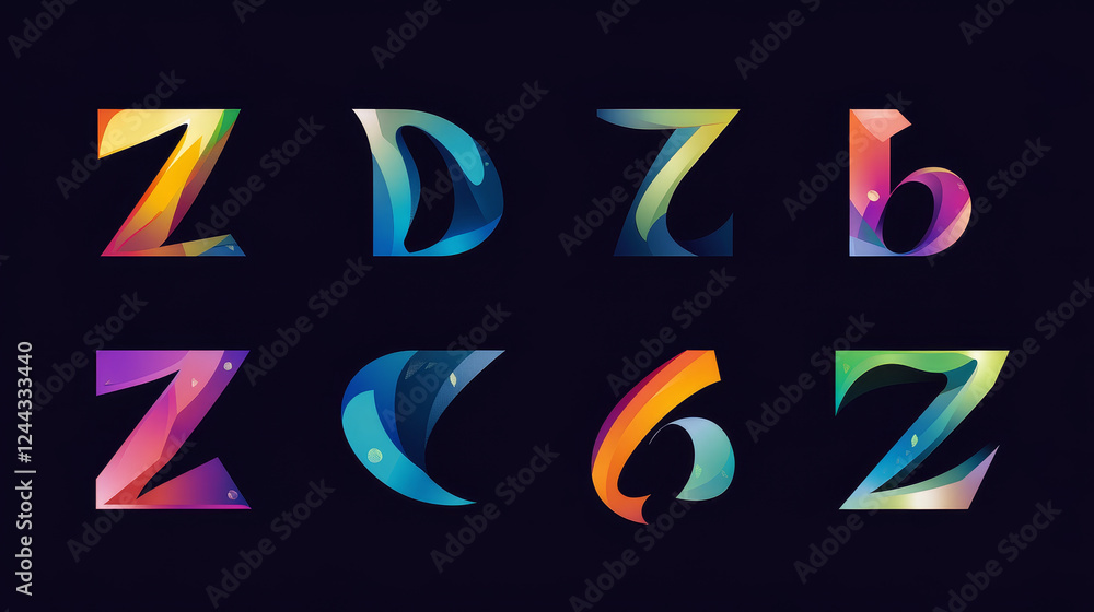 Fototapete set of alphabet symbols and elements of letter z, such a logo. jpeg version also available in galler