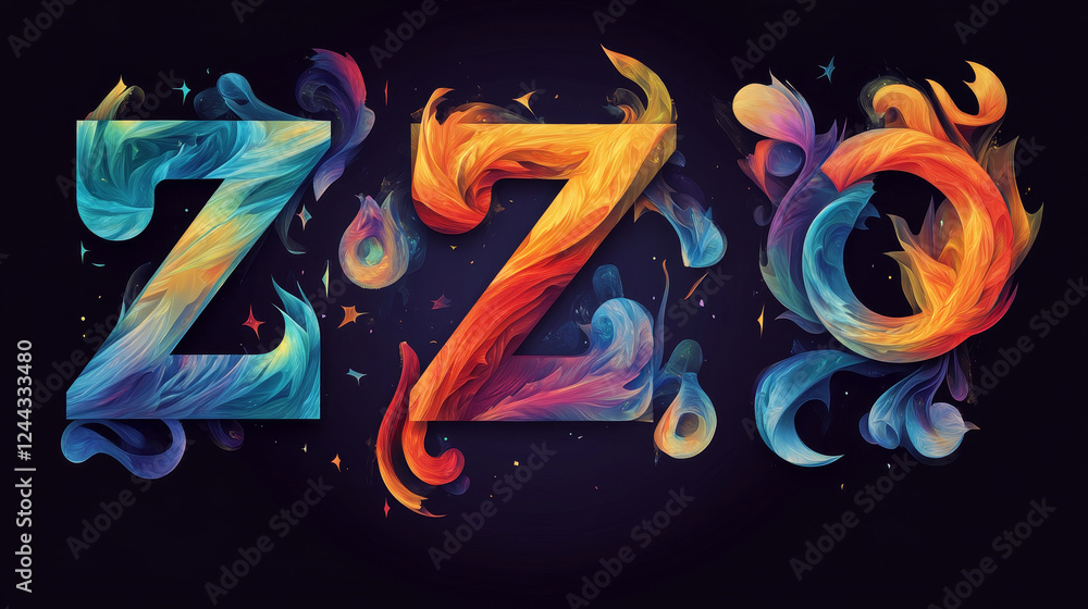 Fototapete set of alphabet symbols and elements of letter z, such a logo. jpeg version also available in galler