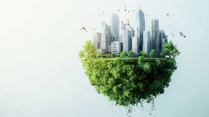 Urban sustainability concepts aerial digital art showcasing nature integration