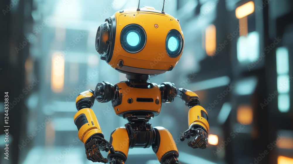 Poster robots cartoon characters and android bots, vector. future ai robot cyborg and droid machines, digit