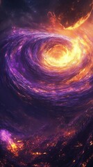 Cosmic Swirl: Vibrant Nebula in Ethereal Galaxy with Fiery Colors and Stellar Vortex Explosion