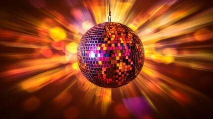 Obraz premium Vibrant Disco Ball with Colorful Lights and Radiant Background