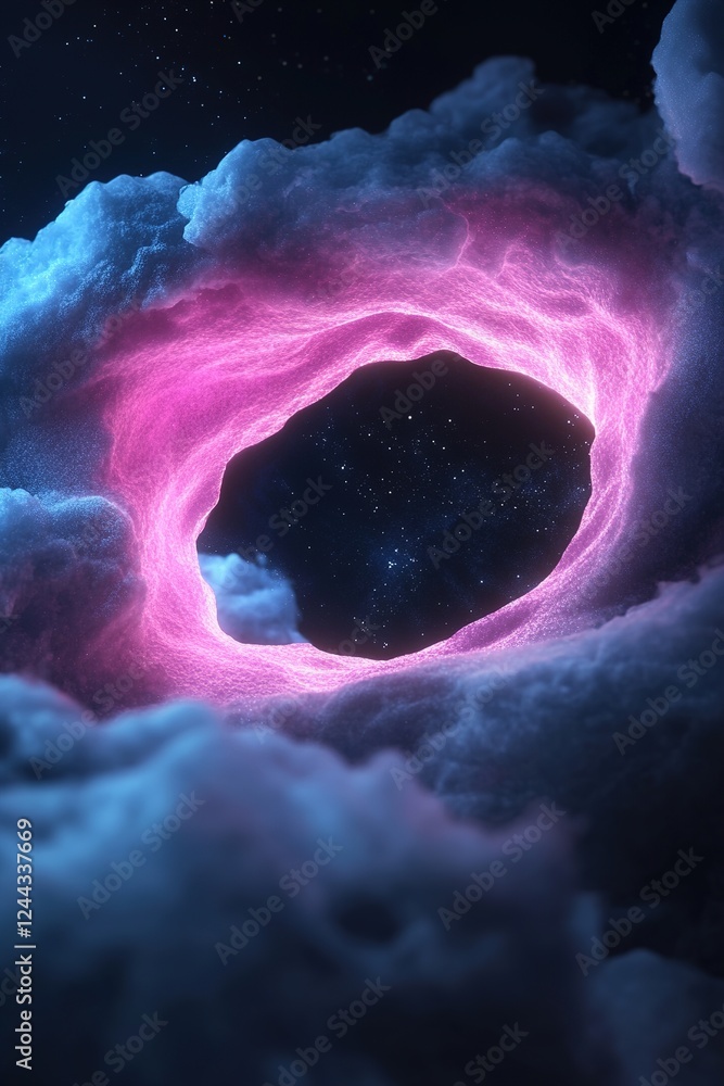 Poster vibrant, fluid waves in electric blue and ultraviolet create a dynamic cosmic radiation effect, feat