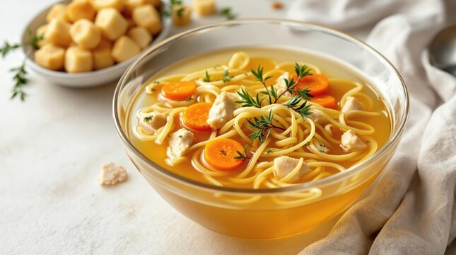 Ros&oacute;ł Chicken Soup with Vegetables, Polish Restaurant Food Menu Photography