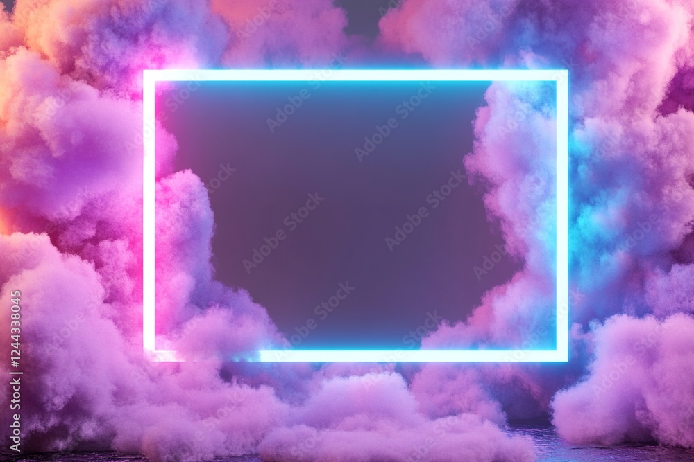 Poster fluid waves of electric blue and ultraviolet dance in a cosmic-like setting, creating a vibrant back