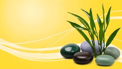 yellow background with abstract lines symbolizing energy flow for meditation