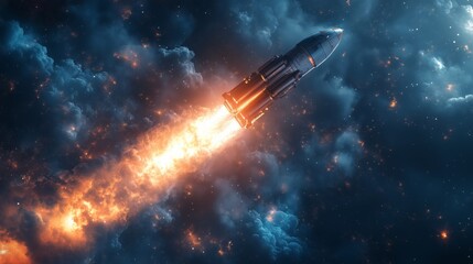 Spacecraft ignites and launches into space