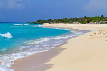 Beach at Caribbean sea in Playa del Carmen, Mexico