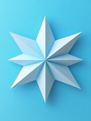 Obraz premium Light Blue Paper Star Shape on a Blue Background Abstract Geometric Design