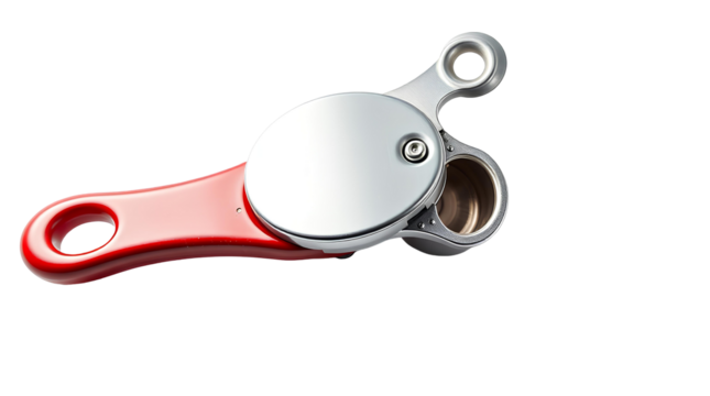 Photo of metal can opener isolated on transparent background
